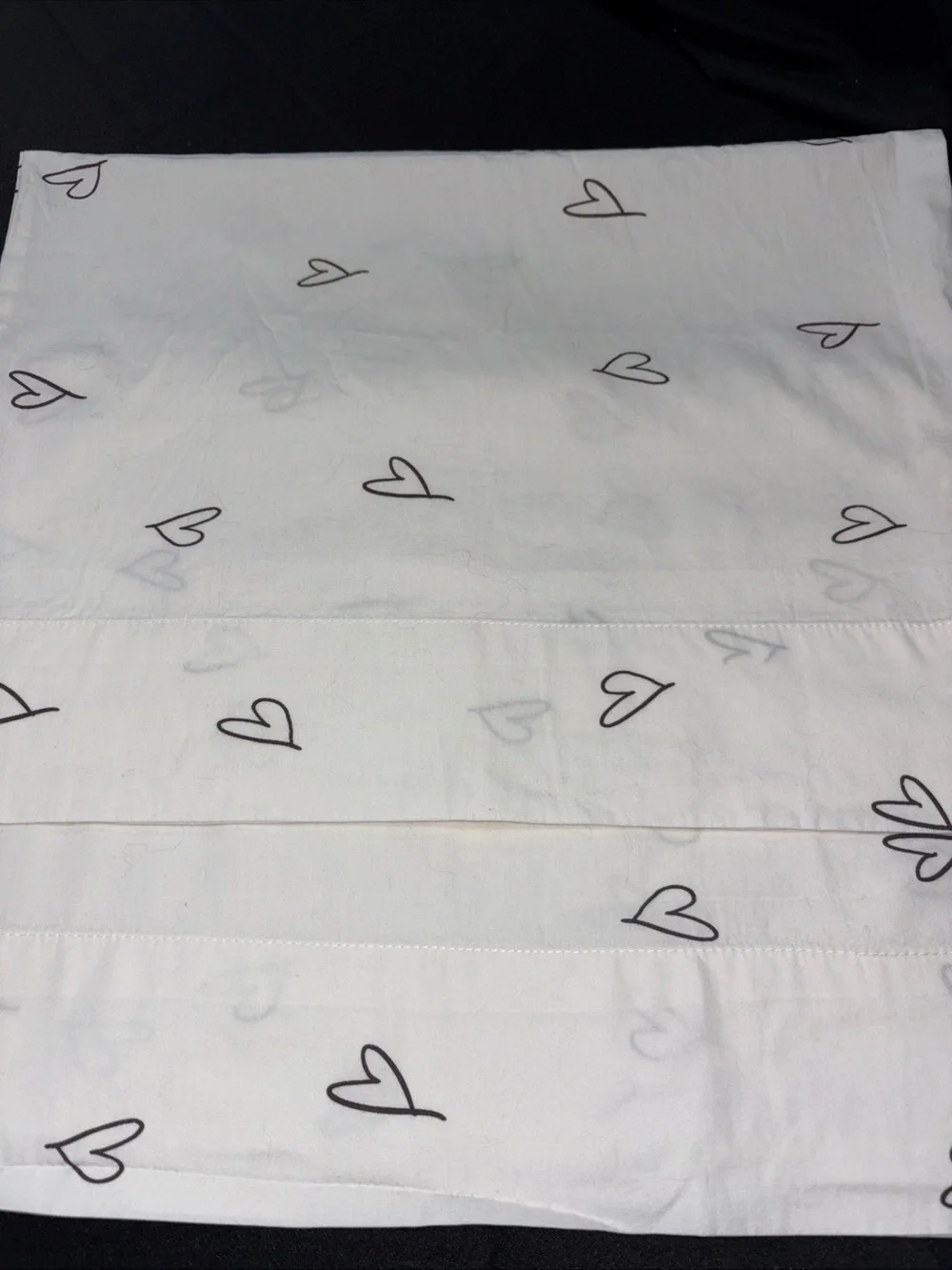 Crate&Barrel White Pillowcases with Black Heart Print